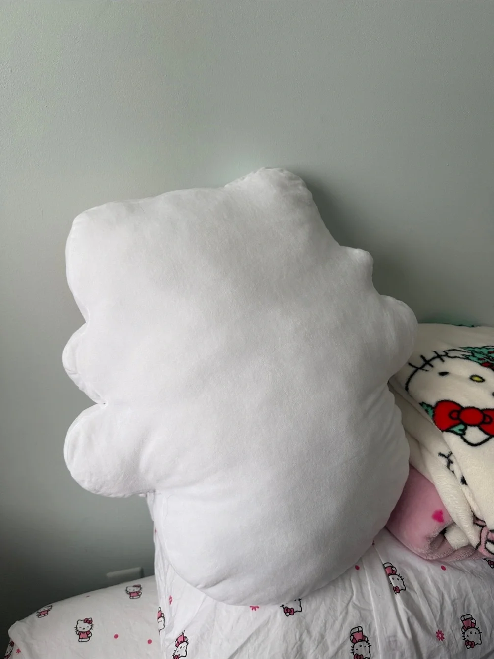 Hello Kitty White Plush Pillow with Red Bow and Pink Scarf